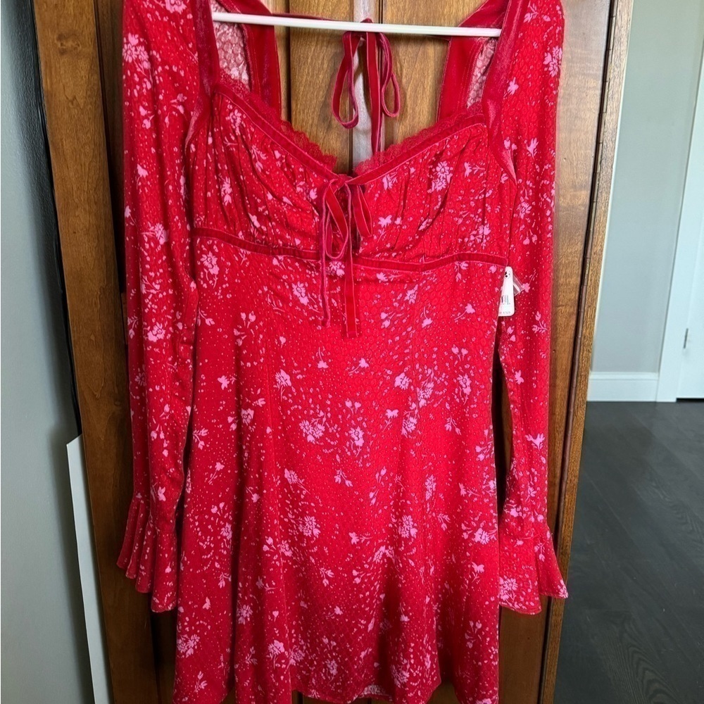 Free People Tess Dress Red and Pink women’s size XS - Picture 7 of 12